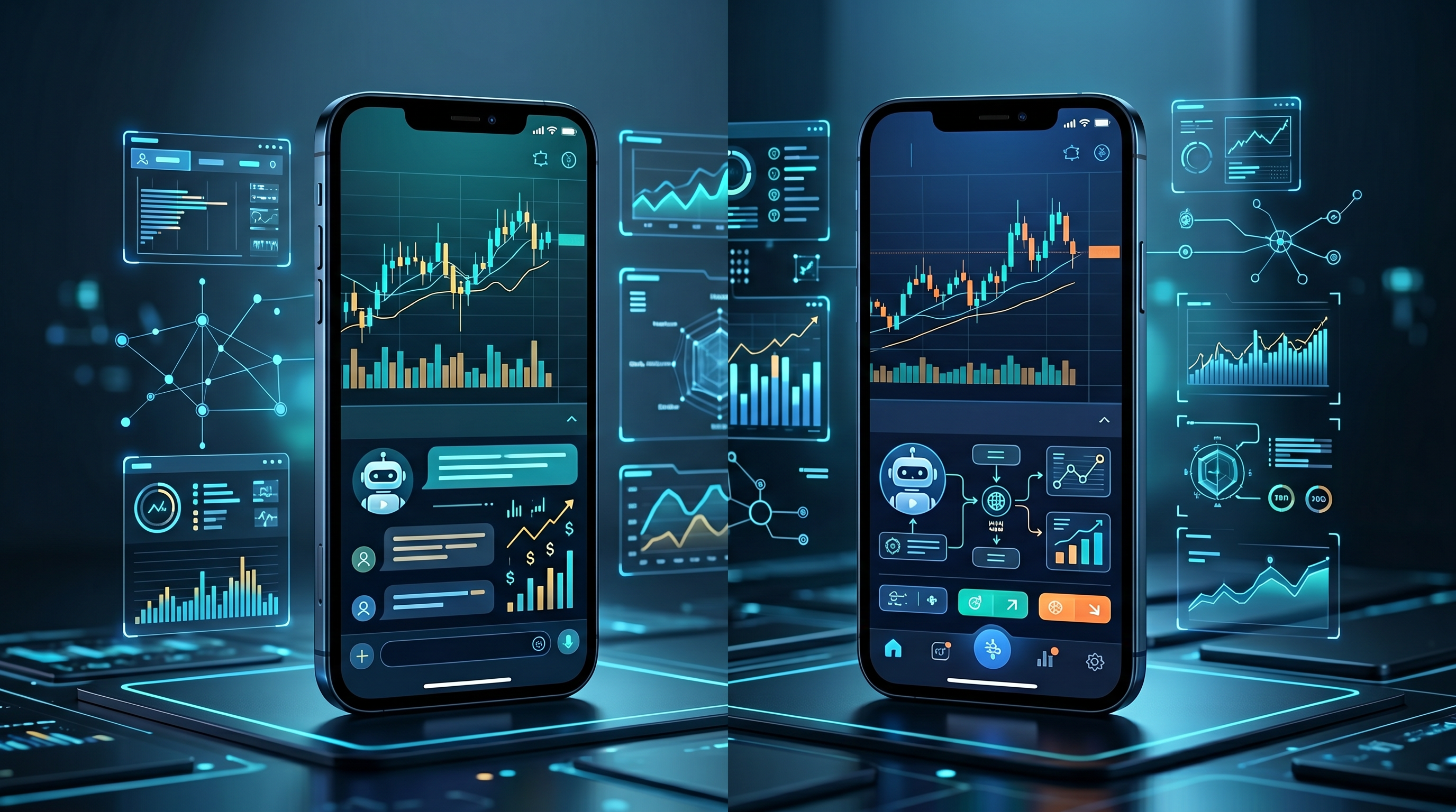 AI trading assistant interface on charts and mobile trading apps